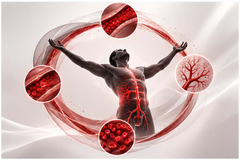 Illustration of healthy circulation and vascular support