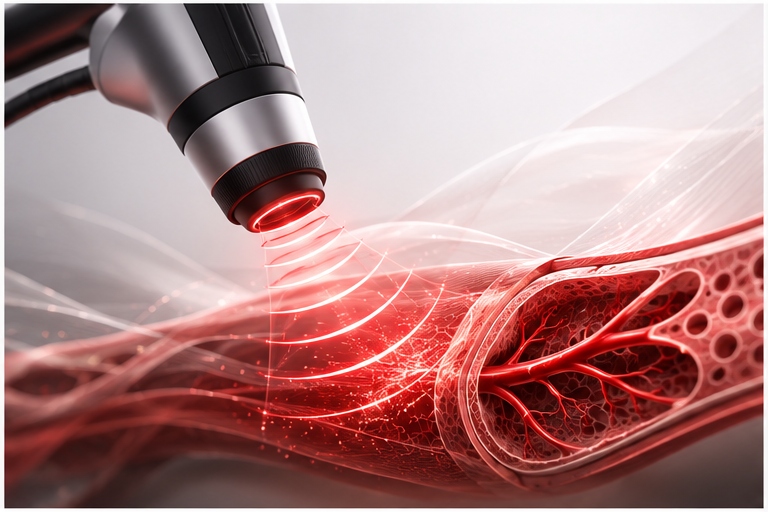 Focused acoustic wave device applied non-invasively to vascular tissue